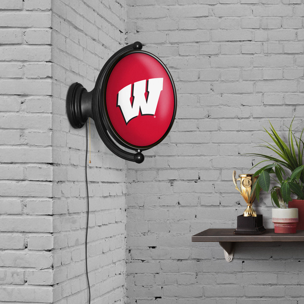 Wisconsin Badgers Oval Rotating Wall Sign Room View