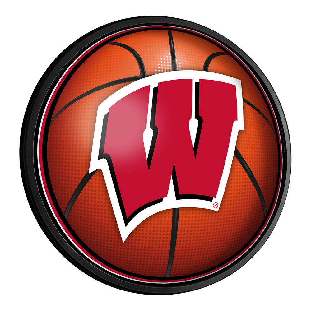 Wisconsin Badgers Basketball Slimline Round Lighted Wall Sign