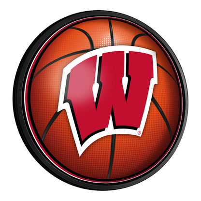 Wisconsin Badgers Basketball Slimline Round Lighted Wall Sign