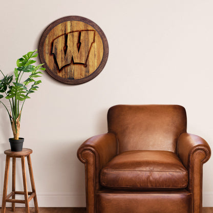 Wisconsin Badgers Branded Barrel Top Sign Room View