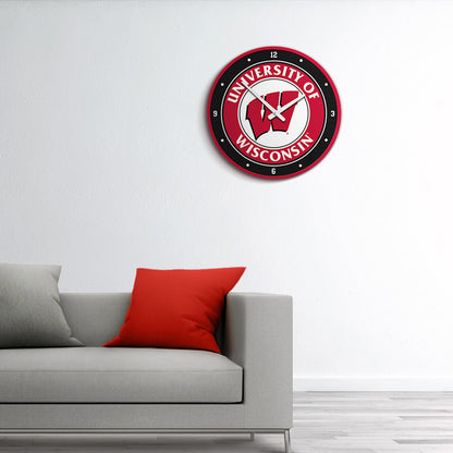 Wisconsin Badgers Round Wall Clock Room View