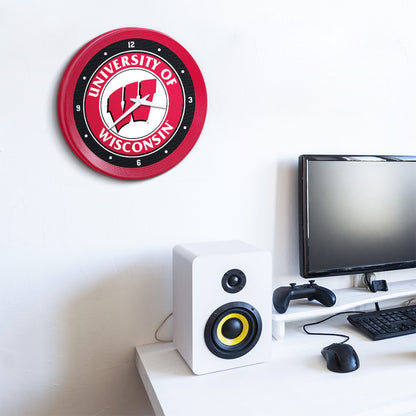 Wisconsin Badgers Ribbed Wall Clock Room View