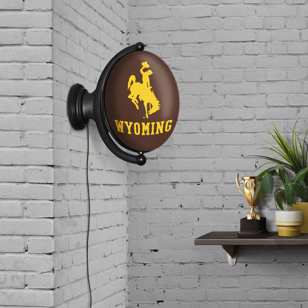 Wyoming Cowboys Oval Rotating Wall Sign Room View