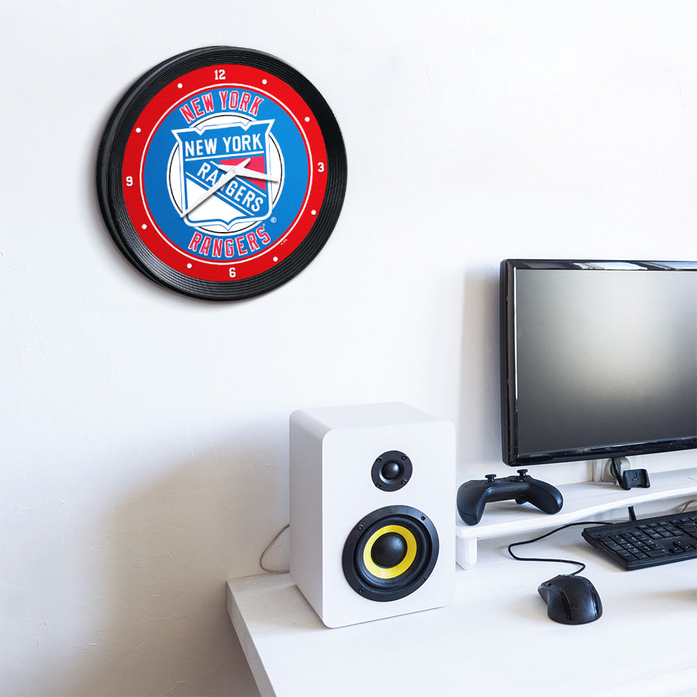 New York Rangers Ribbed Wall Clock Room View