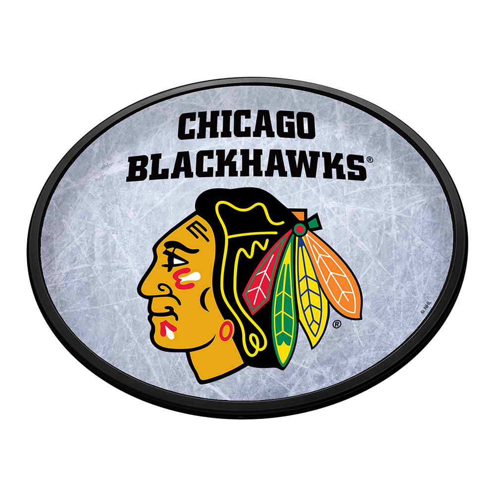 Chicago Blackhawks Ice Rink Slimline Oval Lighted Wall Sign