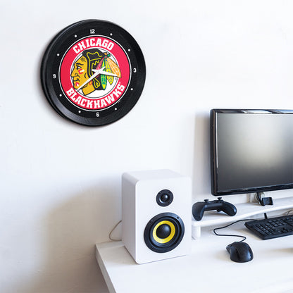 Chicago Blackhawks Ribbed Wall Clock Room View