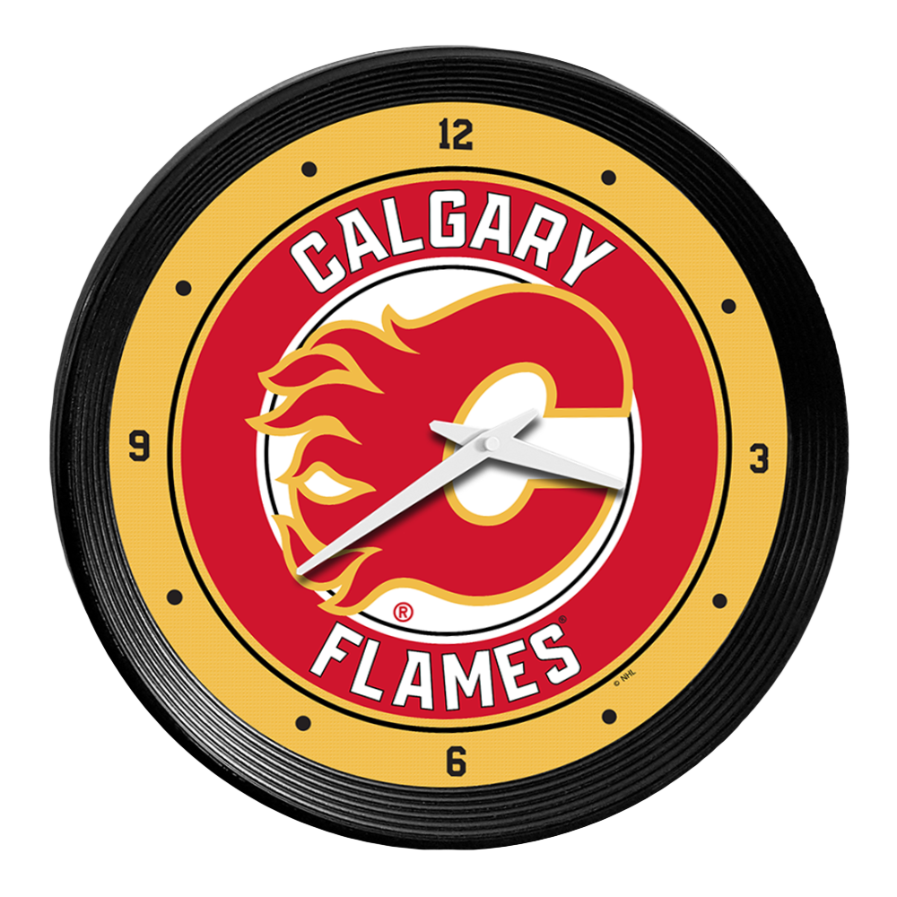 Calgary Flames Ribbed Wall Clock
