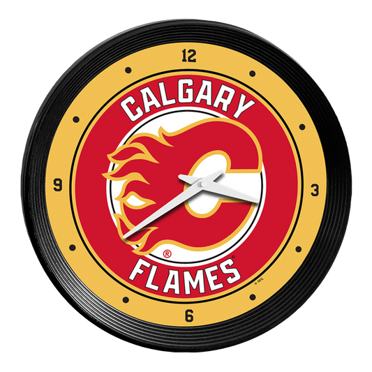 Calgary Flames Ribbed Wall Clock