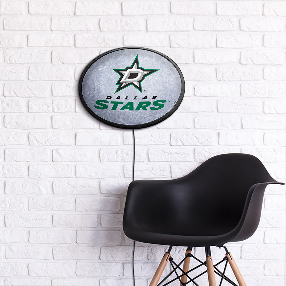 Dallas Stars Ice Rink Slimline Oval Lighted Wall Sign Room View