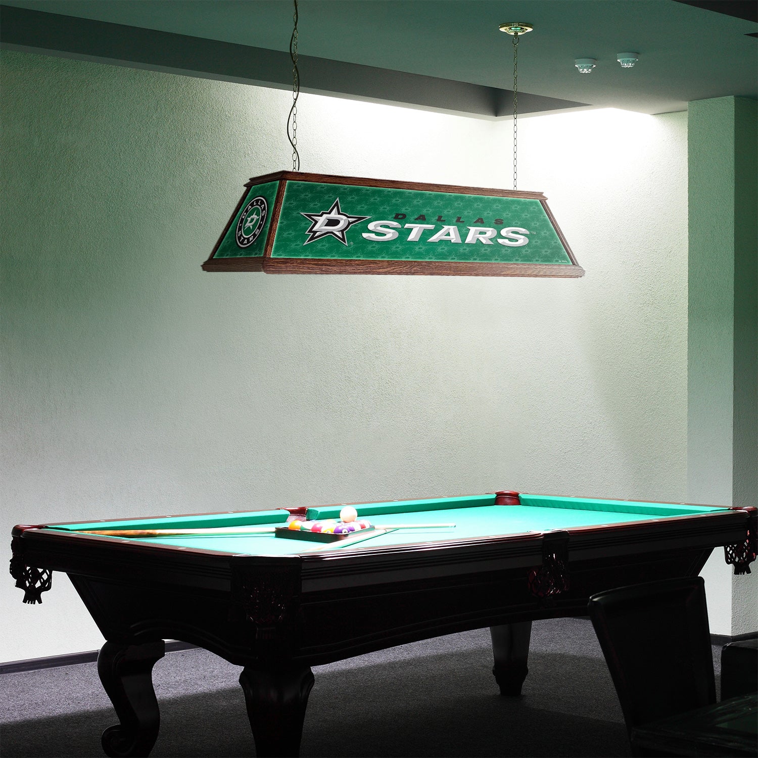 Dallas Stars Premium Pool Table Light Room View