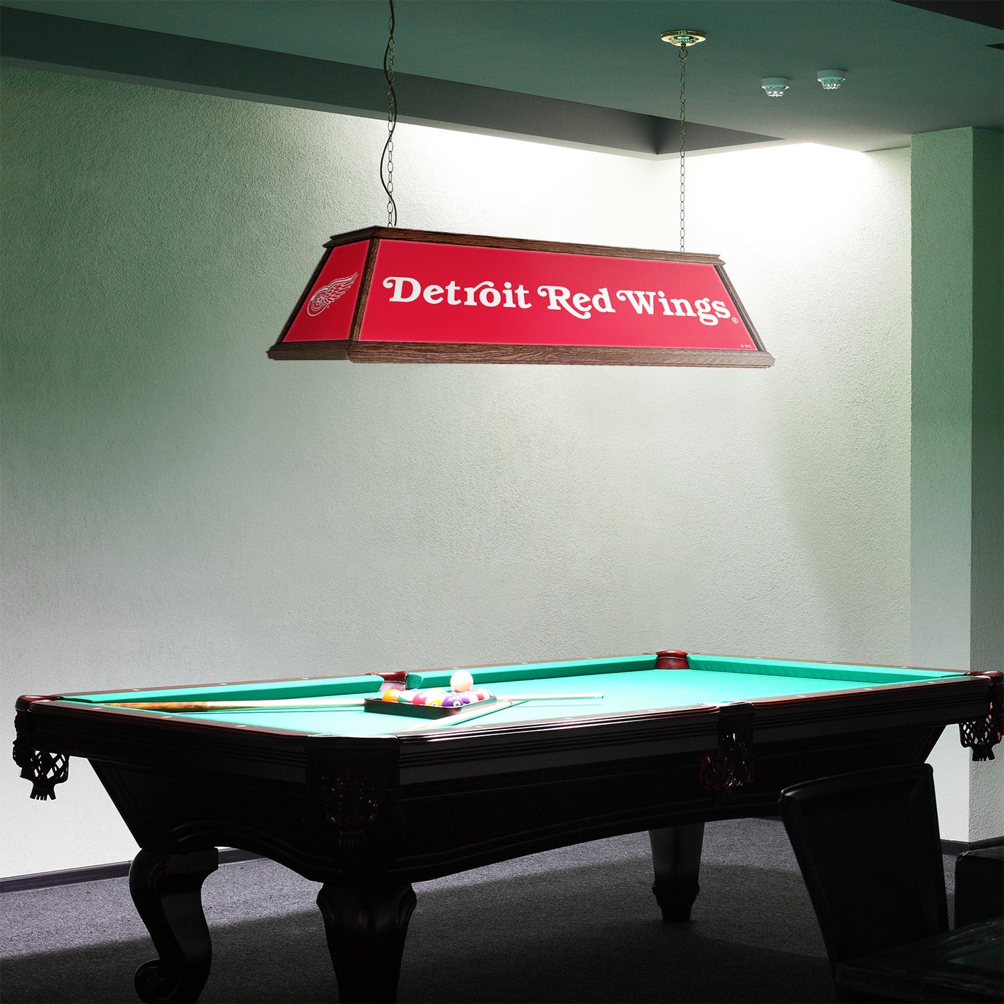 Detroit Red Wings Premium Pool Table Light Room View
