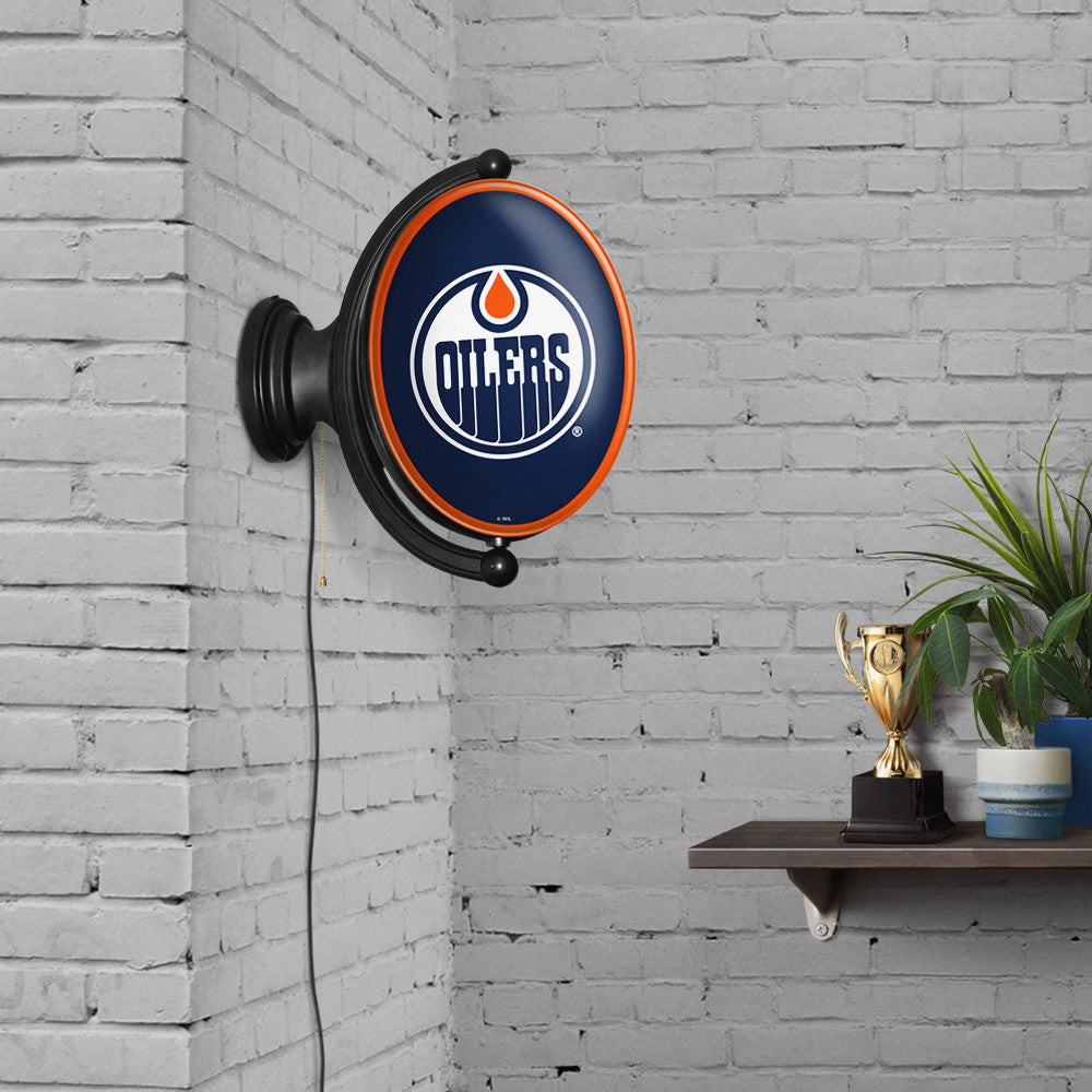 Edmonton Oilers Oval Rotating Wall Sign Room View