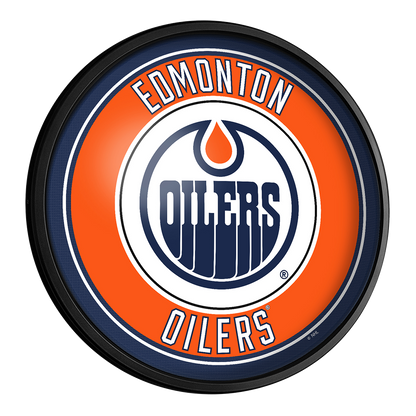 Edmonton Oilers Slimline Round Lighted Wall Sign