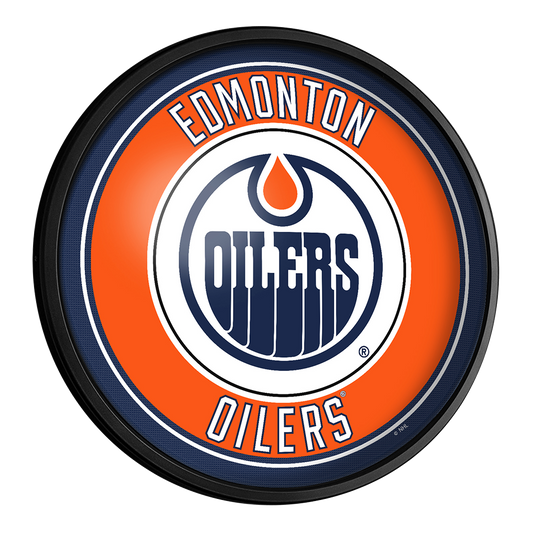 Edmonton Oilers Slimline Round Lighted Wall Sign