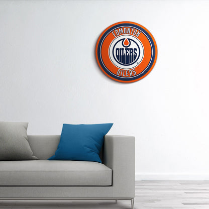 Edmonton Oilers Modern Disc Wall Sign Room View