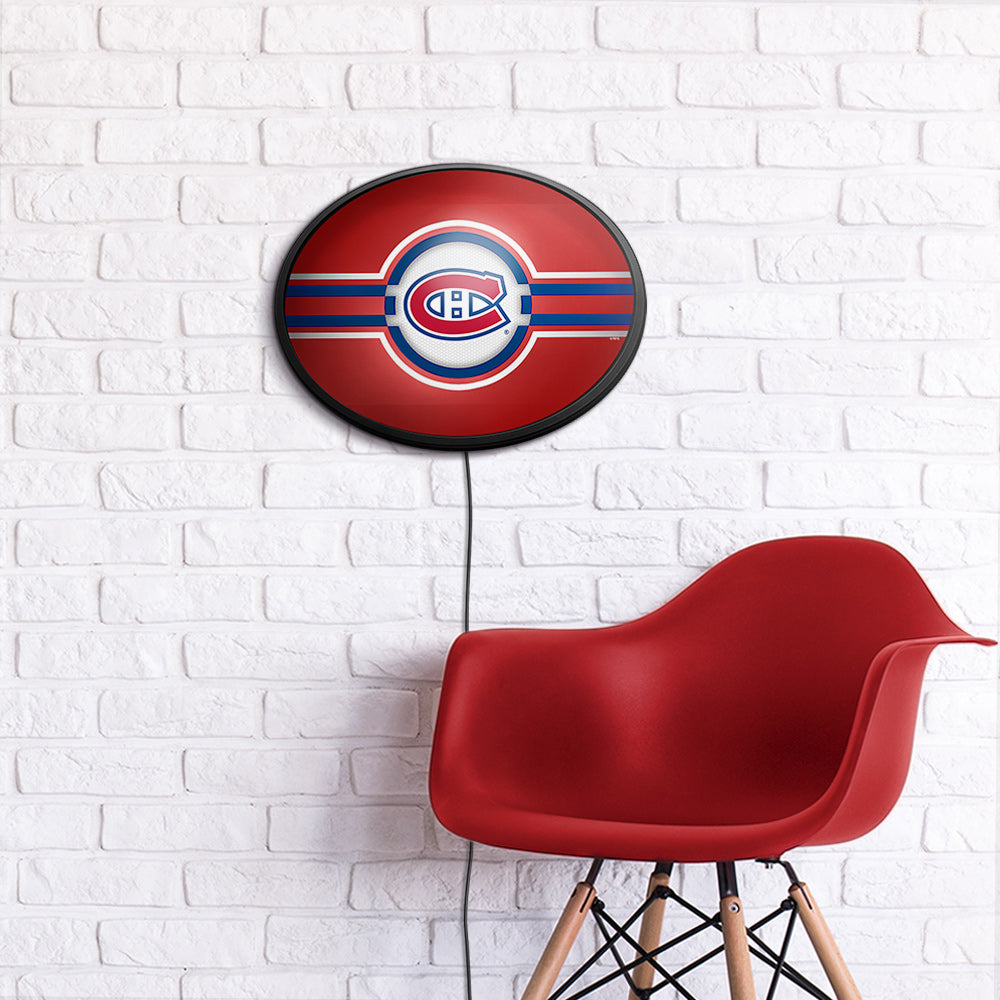 Montreal Canadiens Slimline Oval Lighted Wall Sign Room View