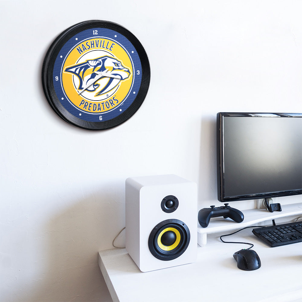 Nashville Predators Ribbed Wall Clock Room View