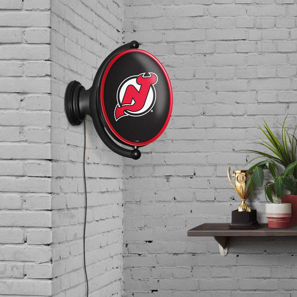 New Jersey Devils Oval Rotating Wall Sign Room View