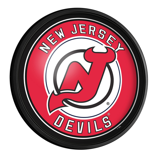 New Jersey Devils Slimline Round Lighted Wall Sign