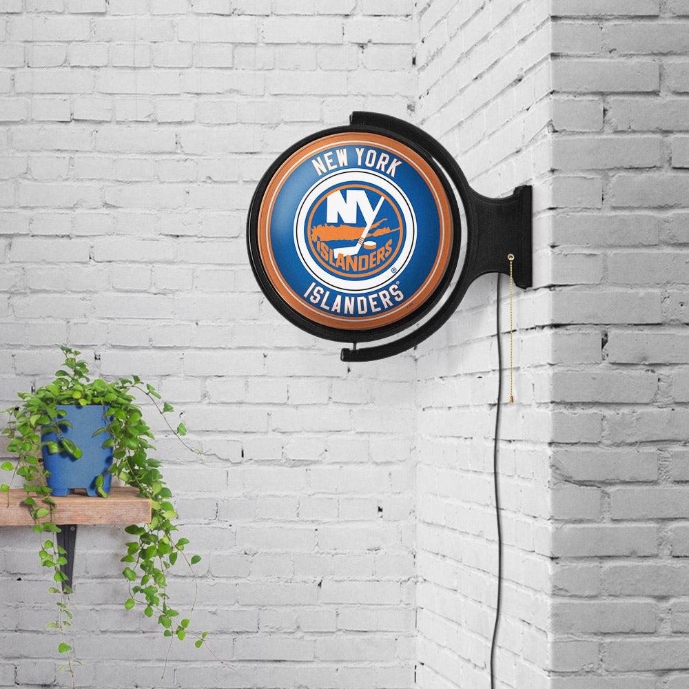 New York Islanders Round Rotating Wall Sign Room View