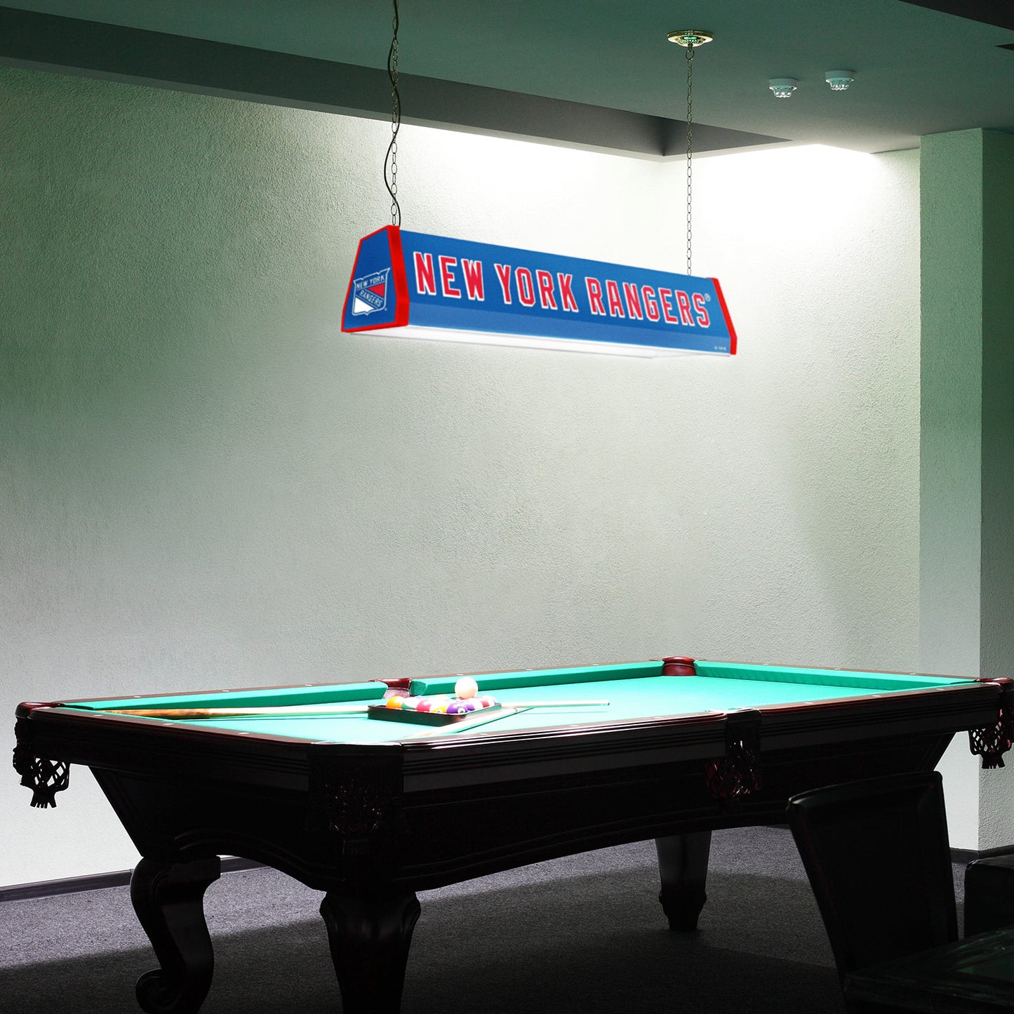 New York Rangers Standard Pool Table Light Room View