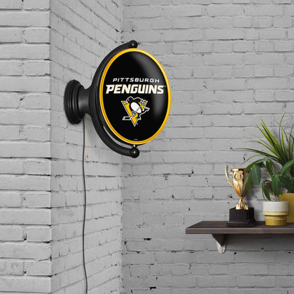 Pittsburgh Penguins Oval Rotating Wall Sign Room View