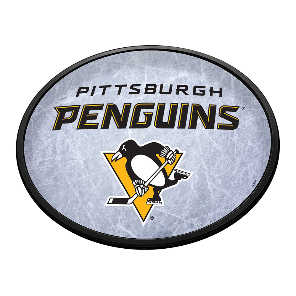 Pittsburgh Penguins Ice Rink Slimline Oval Lighted Wall Sign