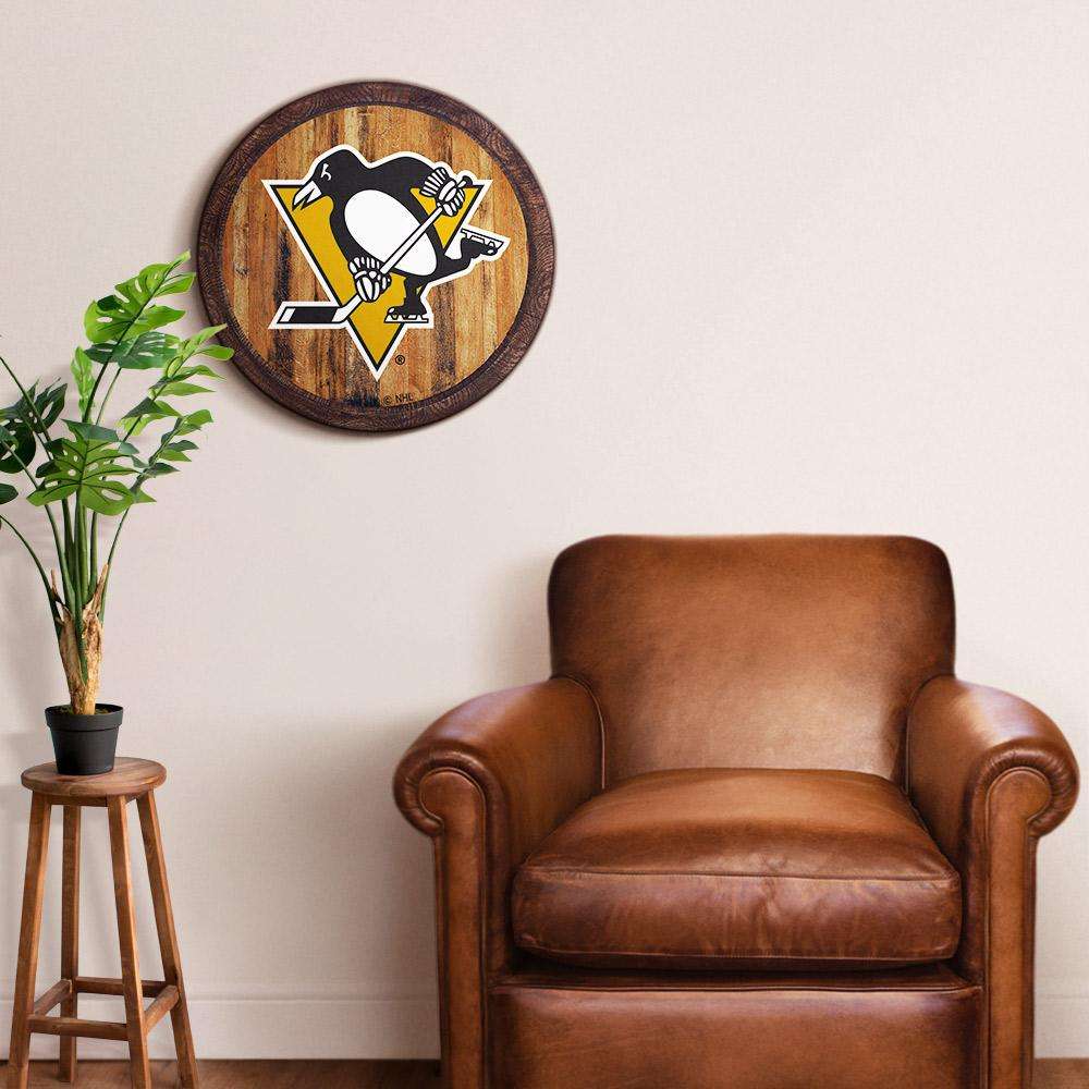 Pittsburgh Penguins Barrel Top Sign Room View