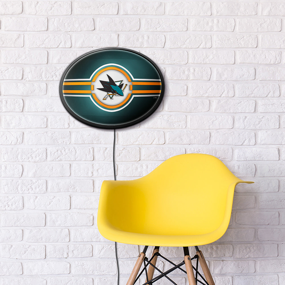 San Jose Sharks Slimline Oval Lighted Wall Sign Room View