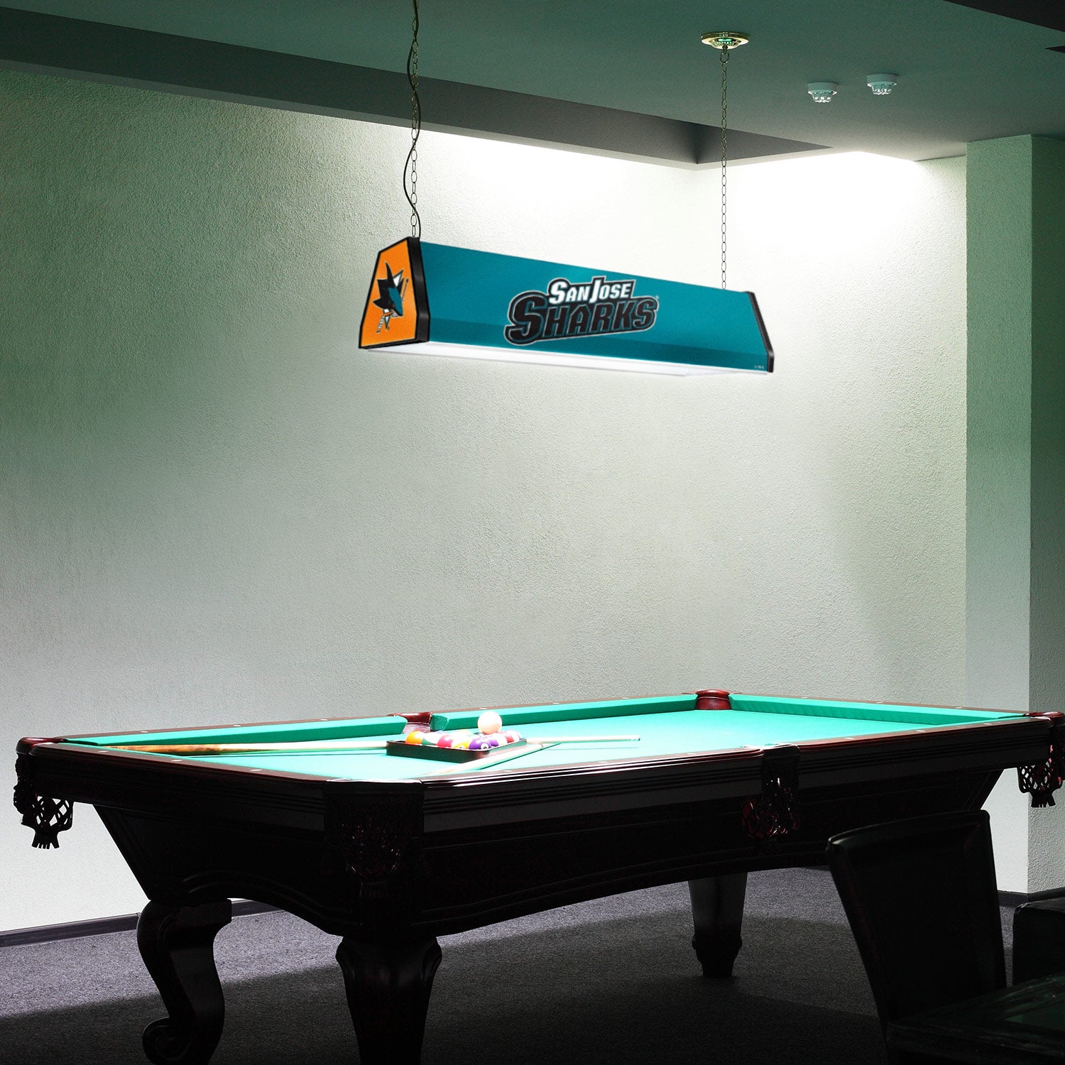 San Jose Sharks Standard Pool Table Light Room View