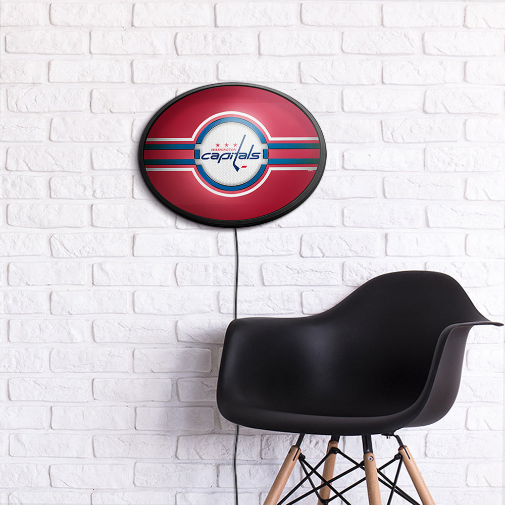 Washington Capitals Slimline Oval Lighted Wall Sign Room View