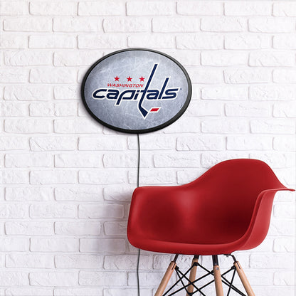 Washington Capitals Ice Rink Slimline Oval Lighted Wall Sign Room View