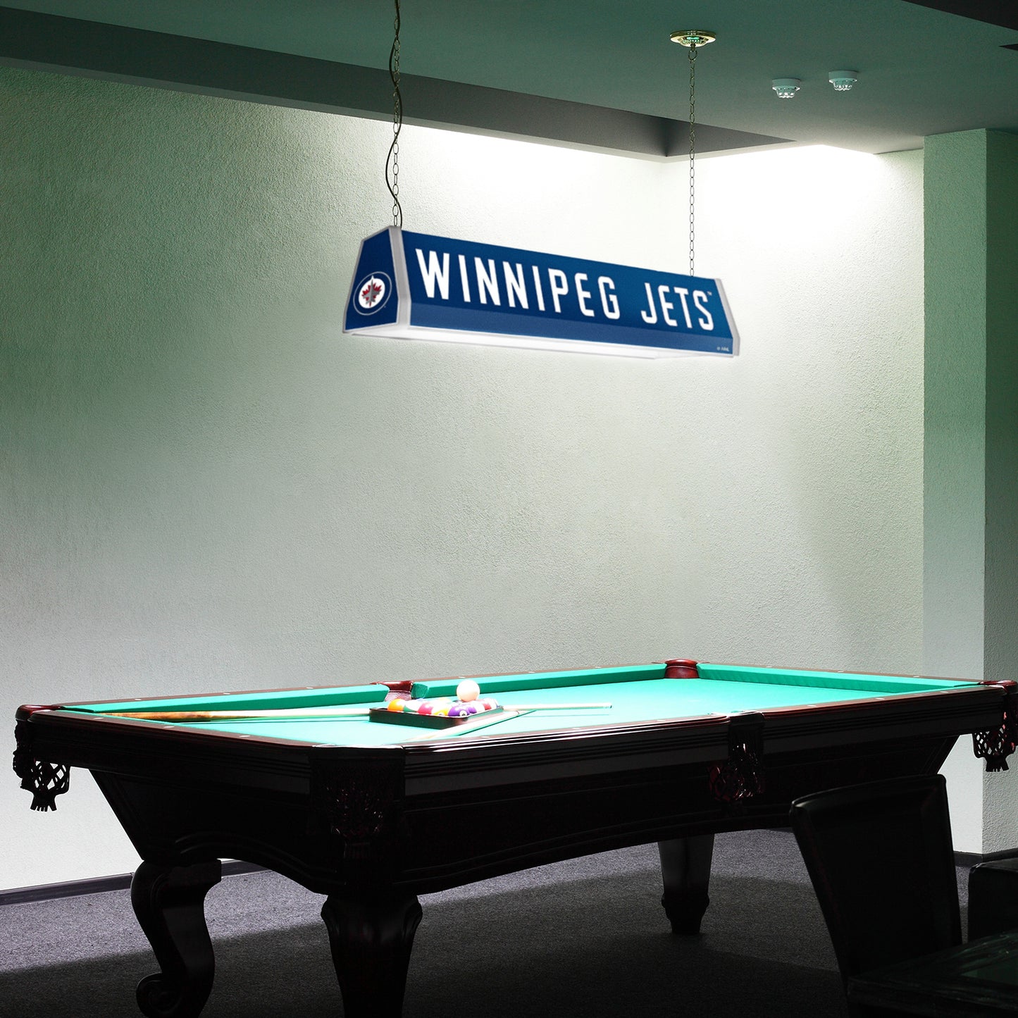 Winnipeg Jets Standard Pool Table Light Room View