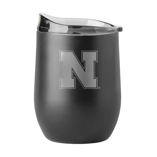 Nebraska Cornhuskers black etch curved drink tumbler