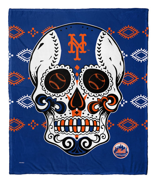 New York Mets CANDY SKULL silk touch throw blanket