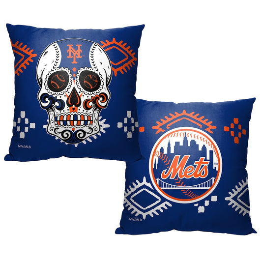 New York Mets CANDY SKULL throw pillow