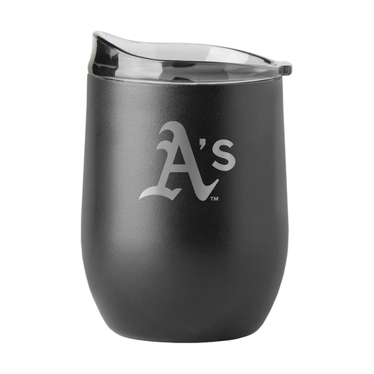 Oakland A's black etch curved drink tumbler