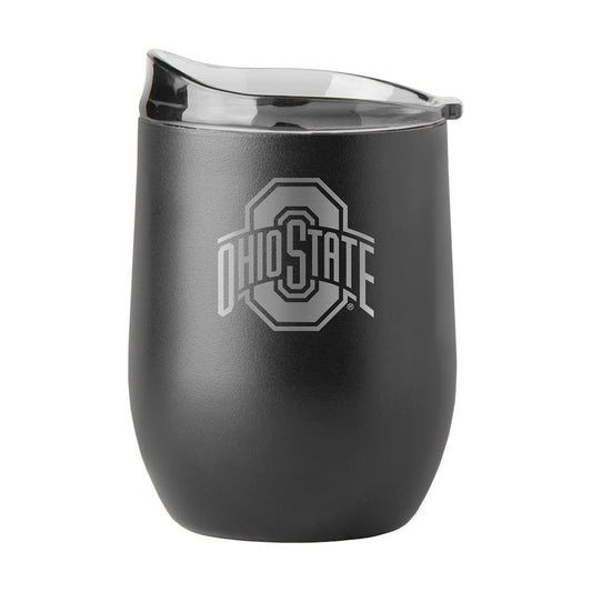 Ohio State Buckeyes black etch curved drink tumbler