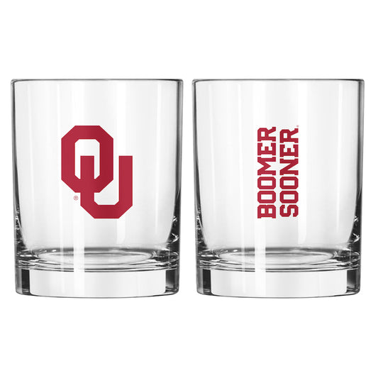 Oklahoma Sooners Rocks Glass