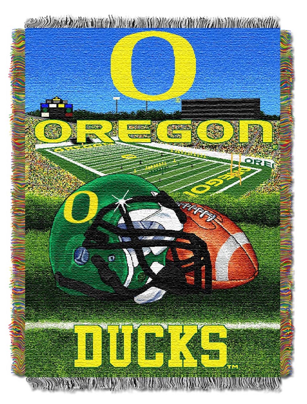 Oregon Ducks woven home field tapestry