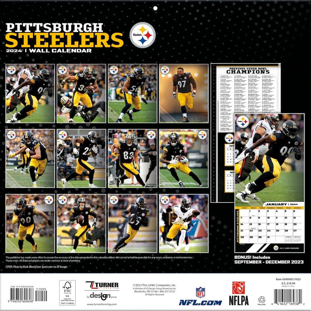 Buy NFL Pittsburgh Steelers 2024 Photo Team Wall Calendar