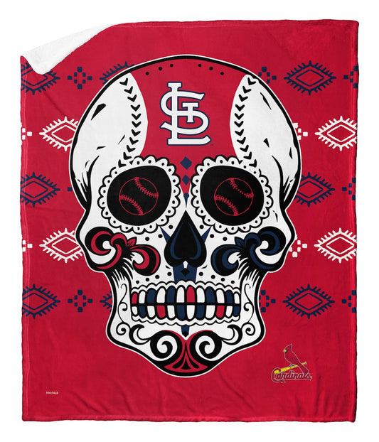 St. Louis Cardinals CANDY SKULL Sherpa Blanket