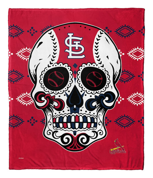 St. Louis Cardinals CANDY SKULL silk touch throw blanket