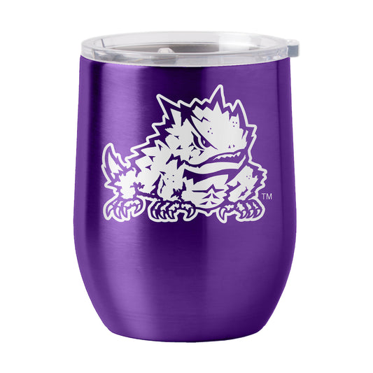 TCU Horned Frogs stainless steel curved drink tumbler