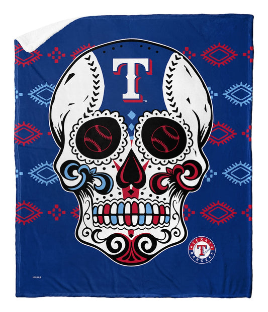 Texas Rangers CANDY SKULL Sherpa Blanket