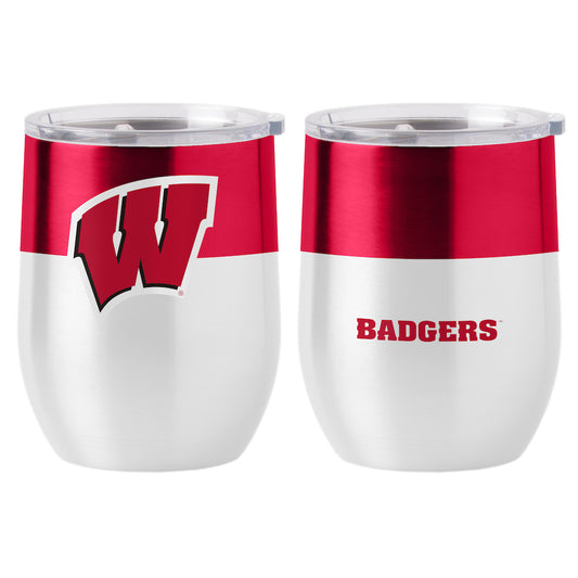Wisconsin Badgers color block curved drink tumbler