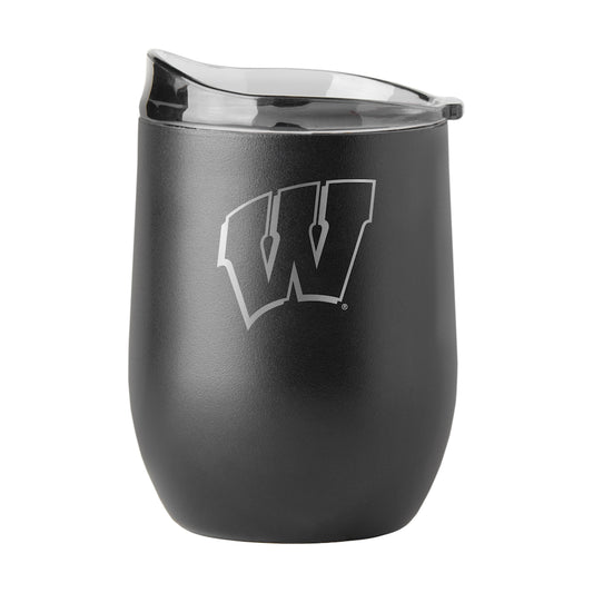 Wisconsin Badgers black etch curved drink tumbler