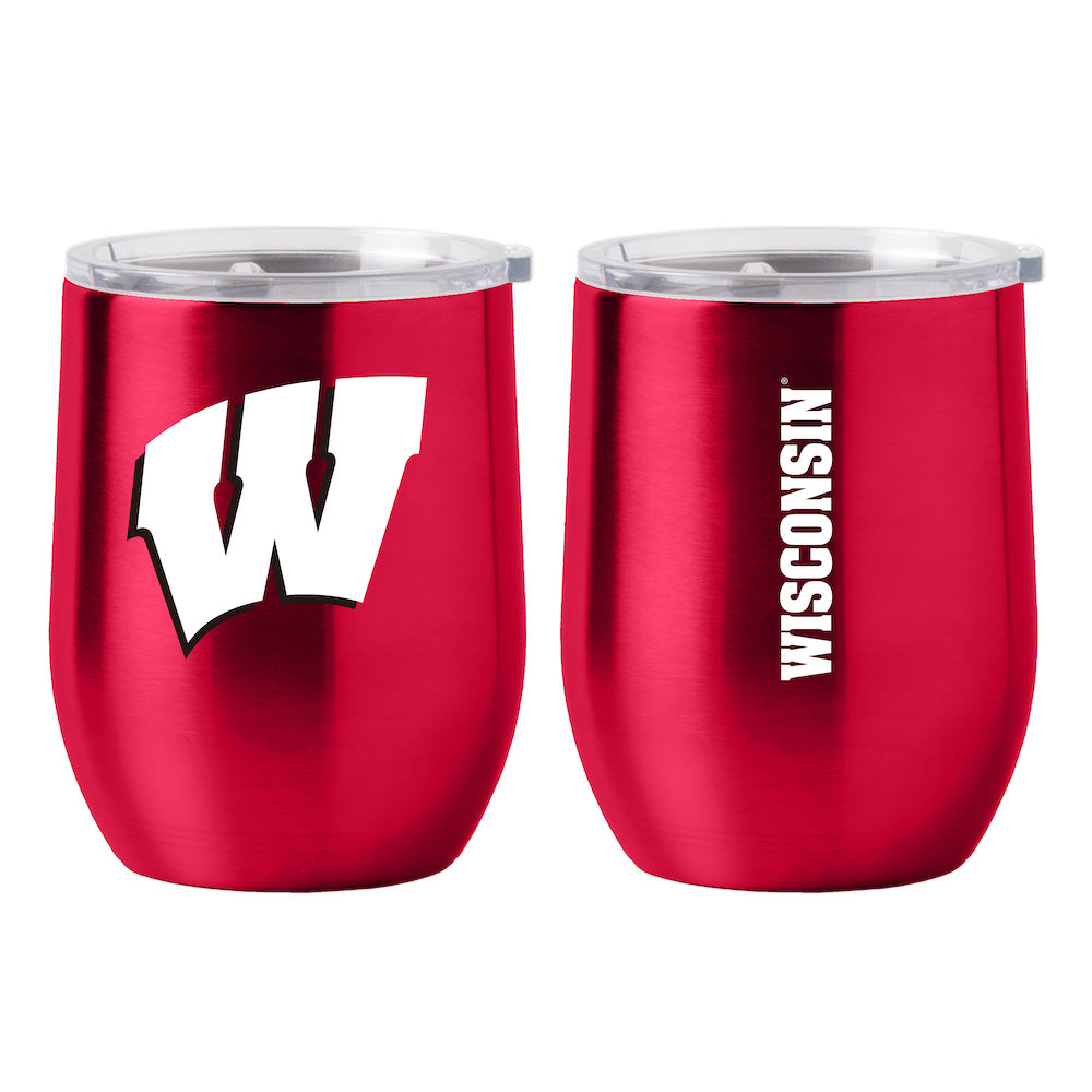 Wisconsin Badgers stainless steel curved drink tumbler